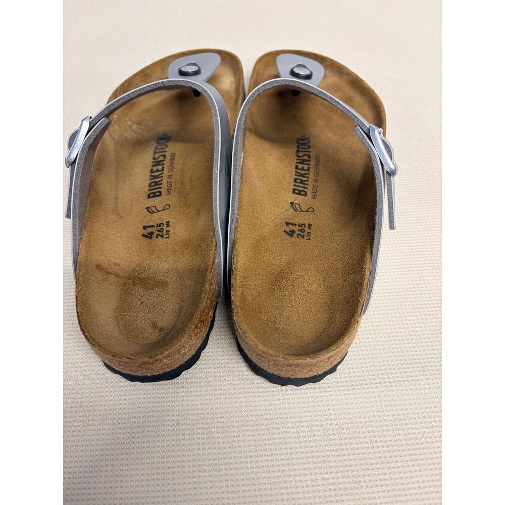 Birkenstock Gizeh Silver Metallic Thong Sandals Size 41 - Picture 4 of 5